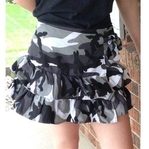 Riflessi Camouflage Street Style Tiered Wrap Skirt L